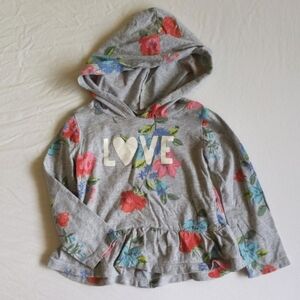 carter's floral graphic long sleeve hoodie peplum cotton top 24 months baby girl